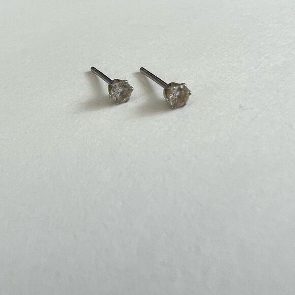 Modern Glass Crystal Studs | Minimalist Silver Setting | Clear Stone Posts - Picture 5 of 5